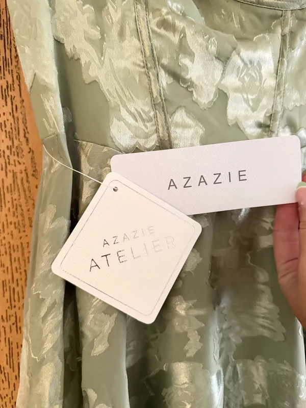 Azazie Floral Maxi Dress Sage - Image 5