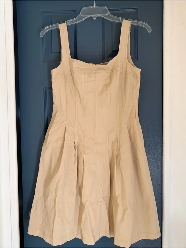 NWT Idem Ditto Khaki Square Neck Pleated Corset Style Mini Dress – Small - Image 2