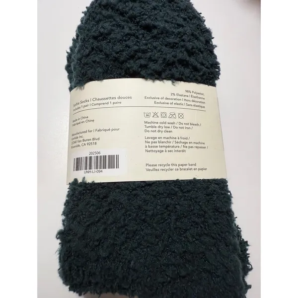 UnHide Softie Socks Forest Green Faux Fur Plush Cozy Lounging Crew Socks NEW‎ - Image 4
