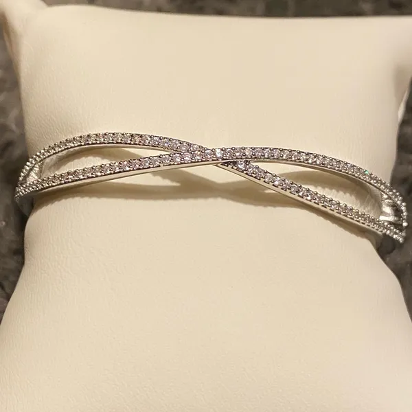 Kate spade cubic zirconia pave silver plated Infinite hinges bangle, new. - Image 2