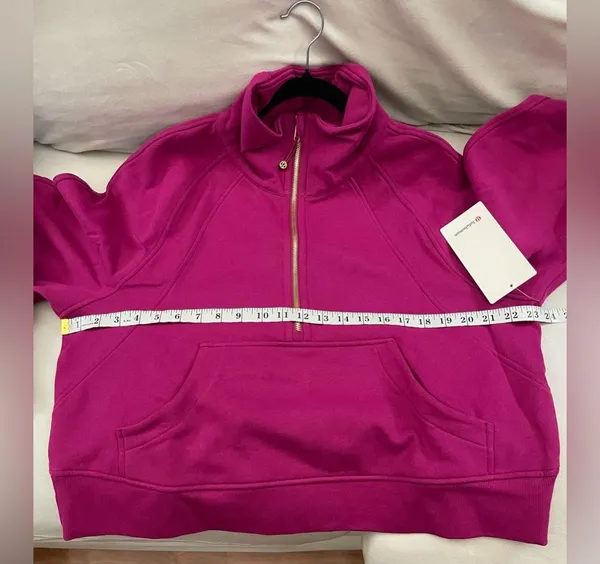 Lululemon NWT Scuba Oversized Funnel Neck Half Zip Ripened Raspberry Gold M L - Image 11