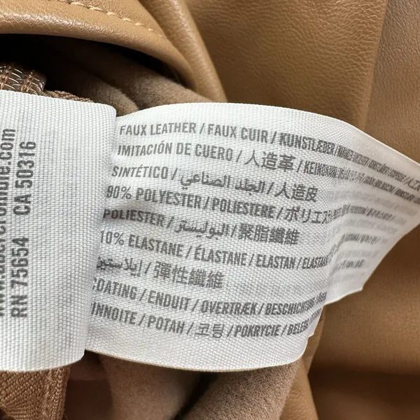NWT Abercrombie & Fitch Vegan Leather High Rise Side Zip Skinny Pants Large Tan - Image 10