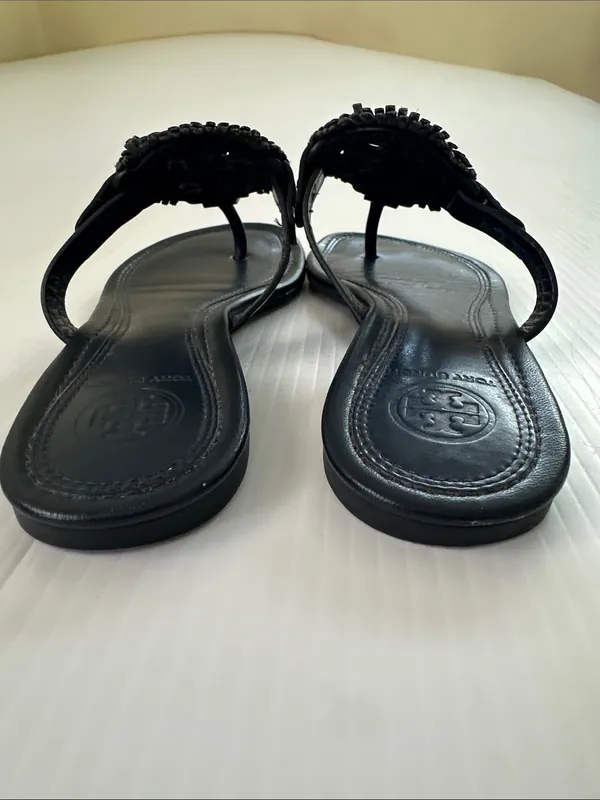 Tory Burch Navy Miller Fringe Sandals Navy, 6.5 - Image 9