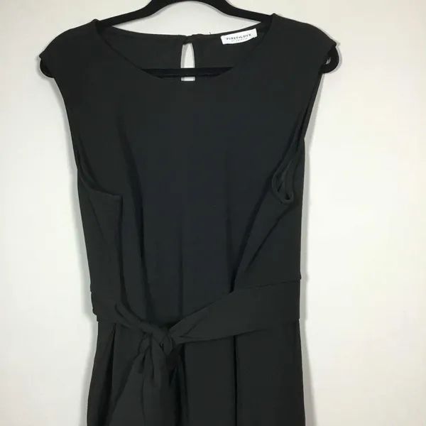 First Love Black Classic‎ Minimalist Asymmetrical Tied Waist Party Mini Dress 1X - Image 2