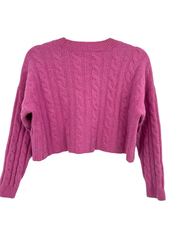 Madewell (Re)sourced Cashmere Cableknit Cropped Sweater Light Petunia Size Small - Image 6