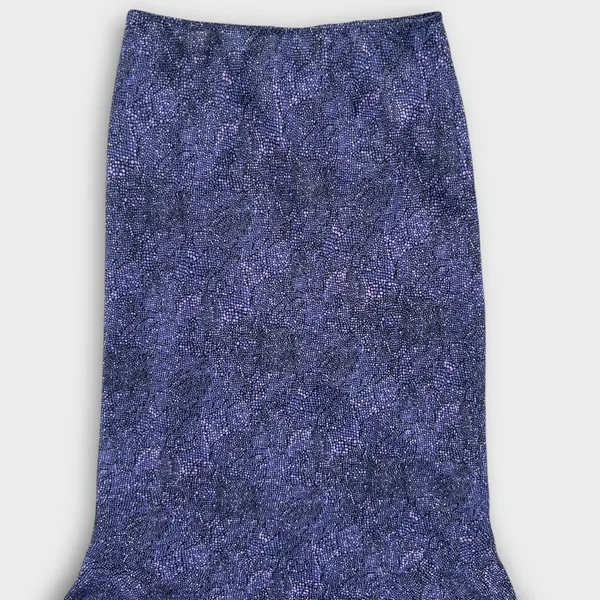 Vintage Y2K Express World Brand Purple Blue Abstract Print Slip Skirt Size Small - Image 4