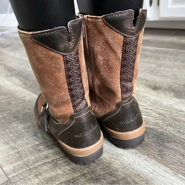 Merrell Leather Emery Buckle Brown Leather Moto Boots Size 6.5 - Image 4