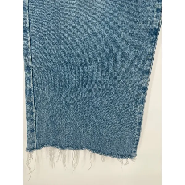 Good American Flare Jeans Women 10/30 Light Wash Distressed Raw Hem High Rise‎ - Image 6