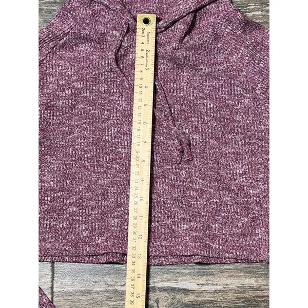 Gymshark Womens Cropped Hoodie‎ Long Sleeve Burgundy Heathered Knit Size Medium - Image 6
