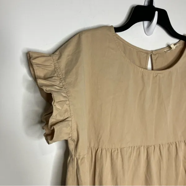 Aaron & Amber tan tiered‎ dress 100% cotton women’s size large casual neutral - Image 2