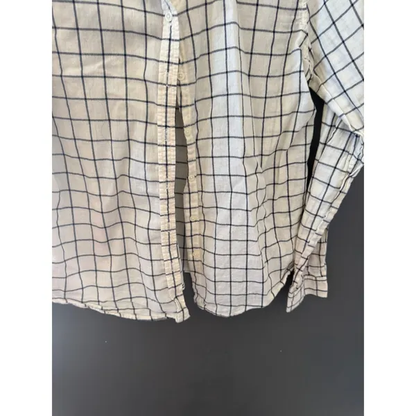 Joe‎ Fresh Womens White Navy Blue Windowpane Check Button Down Shirt Lightweight - Image 3