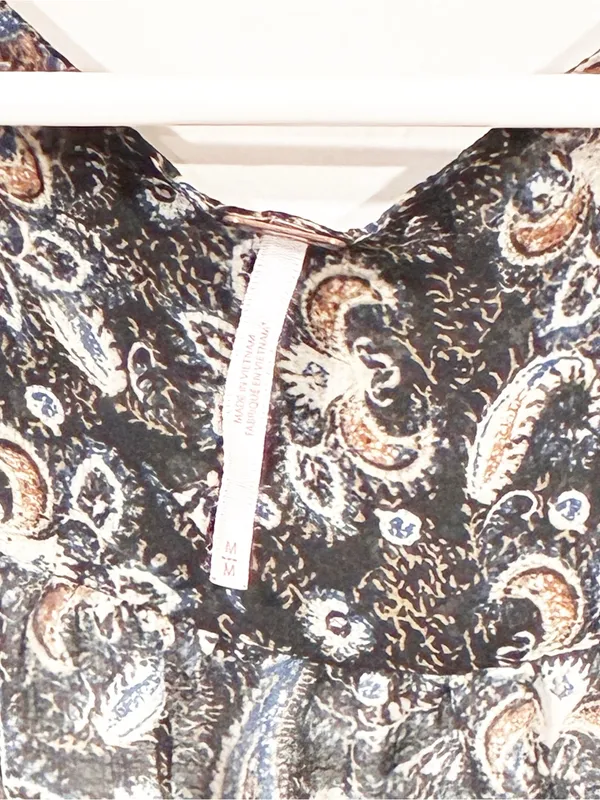 Free People Lolitta Paisley Top Blouse Peasant Floral Sheer Size Medium - Image 4