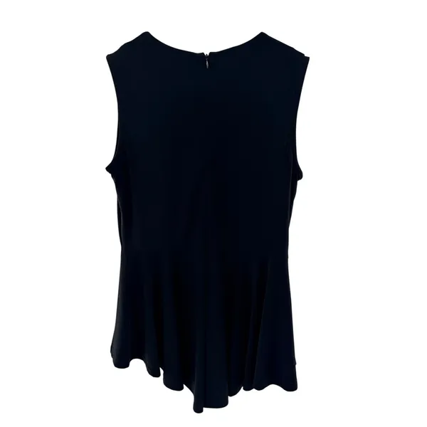 Joseph Ribkoff Black Studded‎ Peplum Top Sleeveless Mesh Zipper Blouse Size 6 - Image 4