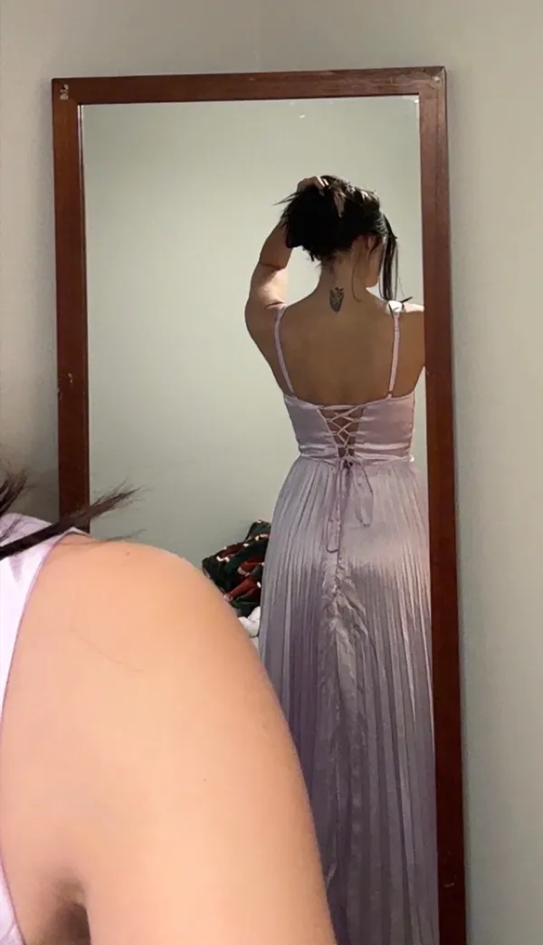 Pleated satin dress Purple Size 2 - Image 4