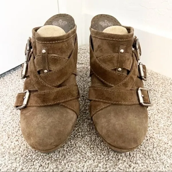 Juicy Couture‎ Collette Mules Size 8 Brown Suede Wood Platform Y2K Bratz Glam - Image 2