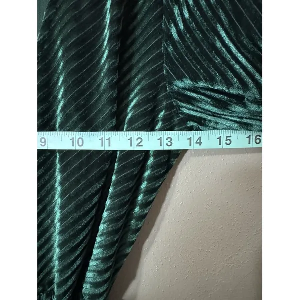 Baltic Born‎ Emerald Green Striped Velvet Velour Wrap Dress Women Size Small - Image 5