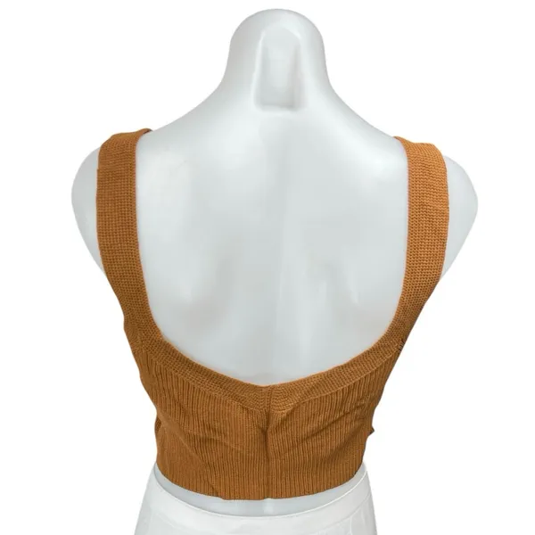 Aritzia Wilfred Brown Tan Sleeveless Knit Scoop Neck Crop Sweater Tank Top Sz S - Image 2