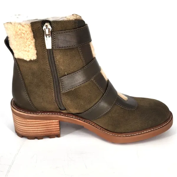 Vince Camuto Klerica Olive Green Suede Shearling Boots Women’s 7M NIB - Image 5