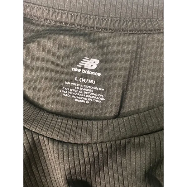 New Balance‎ Women's Black Ribbed Cutout Back Athletic T Shirt Top Size L - Image 3