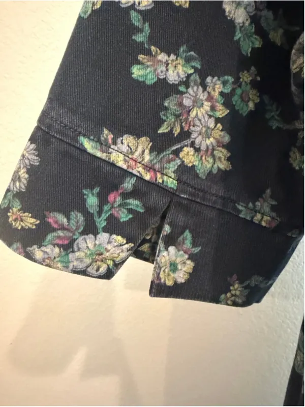 Entro Marci Floral Print Denim Mini Dress in Black Size Small - Image 8