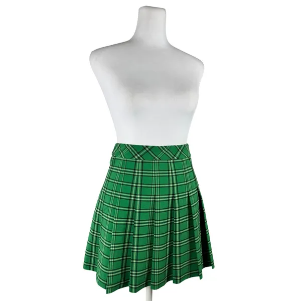 Aritzia Sunday Best Kelly Green, Black & White Pleated Mini Skirt - Image 6