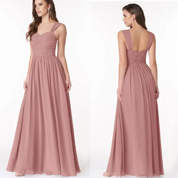 Azazie Zapheira‎ Dusty Rose Pink A-Line Ruched Chiffon Dress Bridesmaid 8 - Image 2