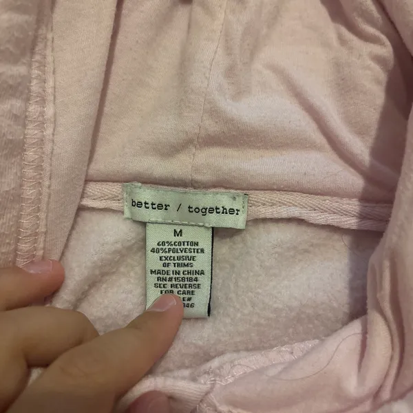 Light pink hoodie with cherry design Size M - Image 2