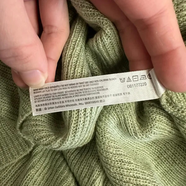 FP Beach by Free‎ People Sage Green Waffle Knit Mock Neck Sweater Size M - Image 7