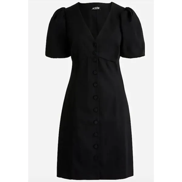 J.Crew NWT black button front puff sleeve dress size 8 - Image 11