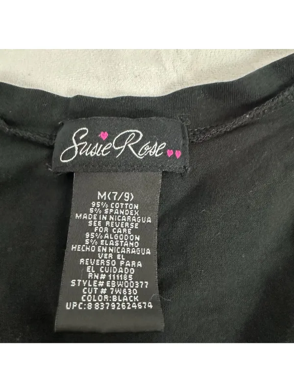 Susie Rose Womens Black V-Neck Embellished T-Shirt Size M Stretchy Cotton Blend - Image 4
