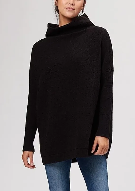 Free People Ottoman Slouchy Sweater Pullover Size M Black Oversized Lagen Fall - Image 2