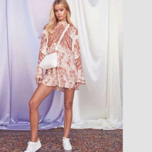 Free People Lady Luck Dress L Cream/Rust - Image 5