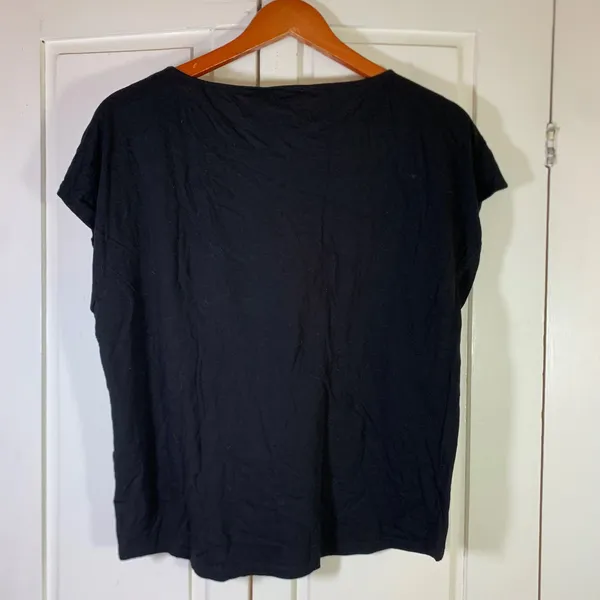 Lauren Ralph Lauren Black Cotton Modal Cap Sleeve Basics Top XL Preppy Minimal - Image 7