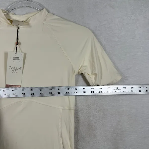 CALIA Womens Swim Tee Rash Guard Light Cream XS Short Sleeve UPF 50+‎ WSA12482 - Image 4
