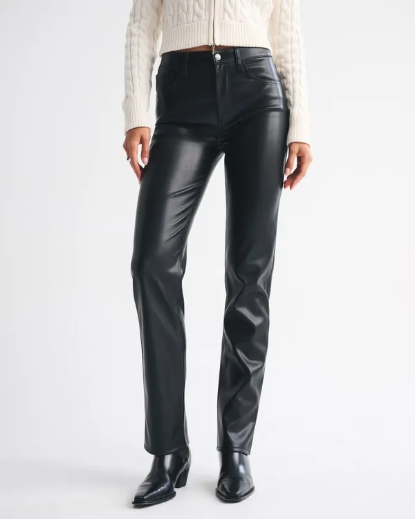 Curve Love Ultra High-Rise 90s Straight Vegan Leather Abercrombie - Image 2