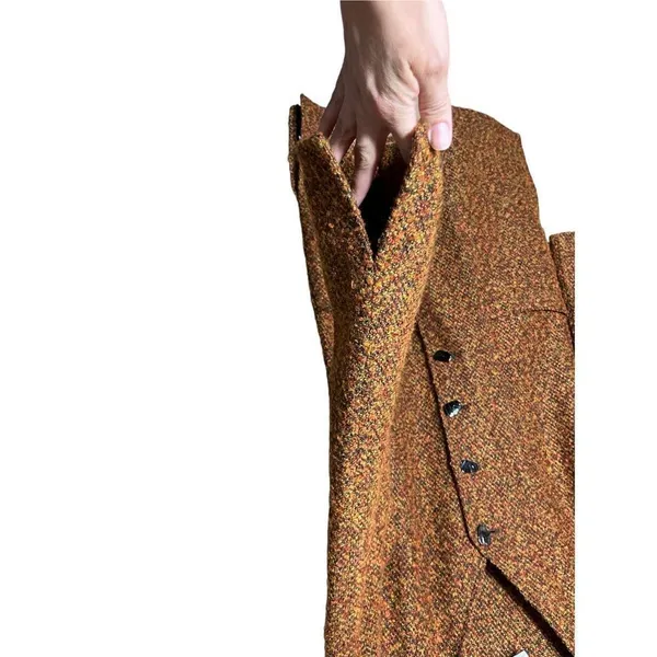 Vintage F.L Malik Tweed Long Line‎ Coat Size M - Image 4