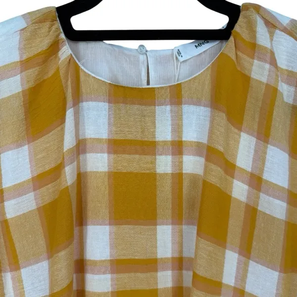 NWT Mango Checked 3/4 Sleeve Cotton‎ Mini Dress Size 6 Feminine Academia Preppy - Image 7