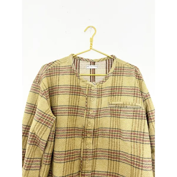 Free People We The Free Perfect In Plaid Pullover Blouse Top Shirt Size Small - Image 5