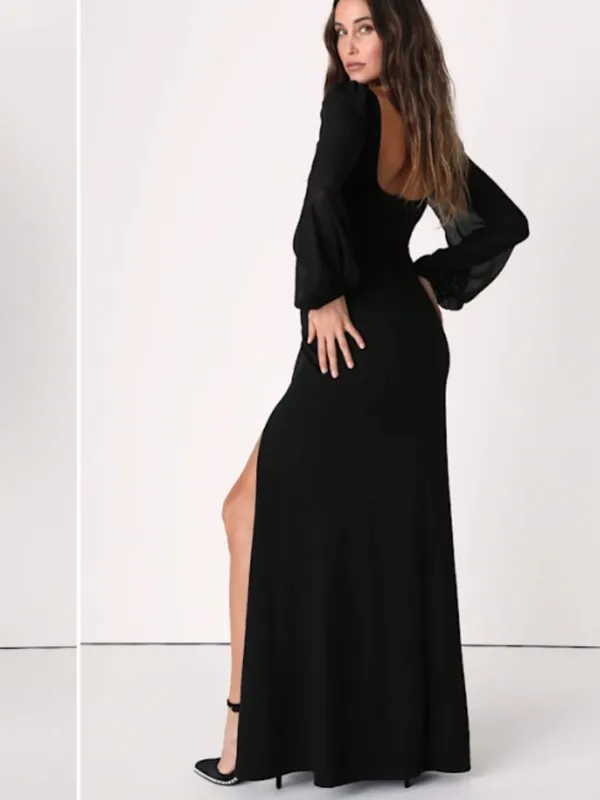 LULU's Sexy Prom Elegant Sophisticated Long Sleeve Romantic Flowy Bridesmaid - Image 2