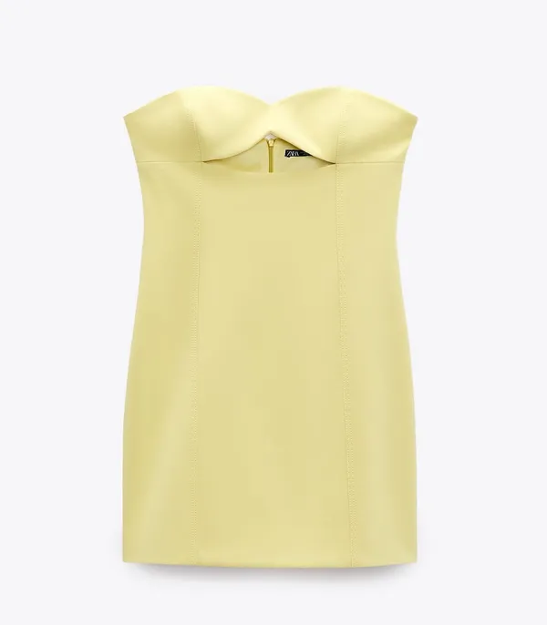 ZARA Bodycon Strapless Mini Lemon Party Coctail Shower Bridal 🍋Dress - Image 29