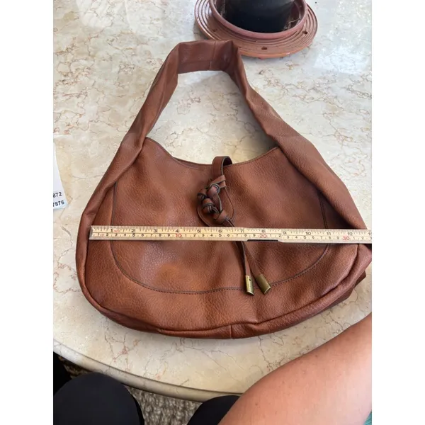 Brown Pebbled FAUX Leather Hobo Shoulder Bag With Dual Inside Pockets & Zipper - Image 4