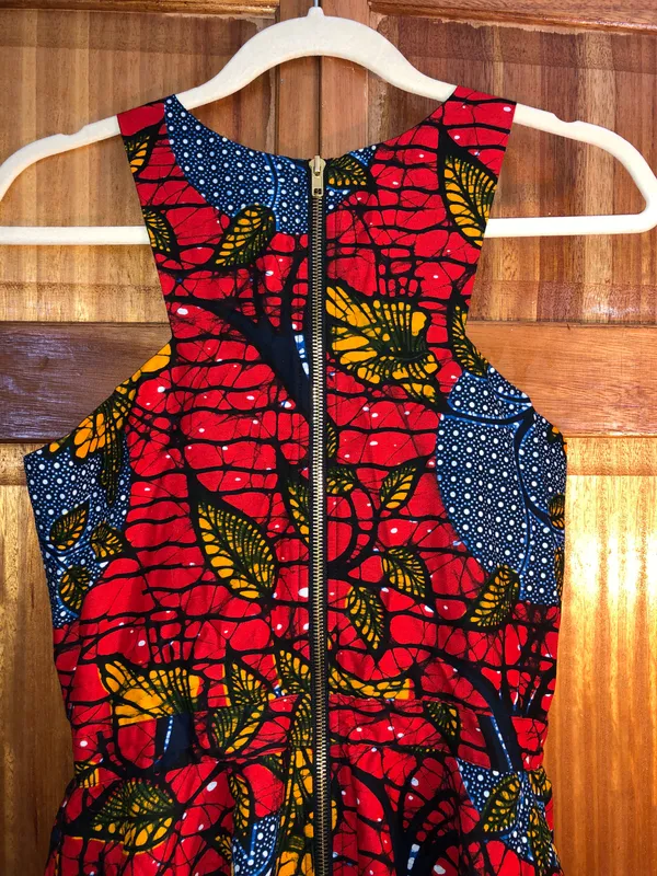 Laviye NWOT Red Ankara Cross Front Mini Length Dress - Image 7