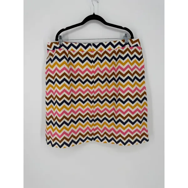 Boden Womens Size 20 Multicolor Chevron Zigzag Cotton‎ Mini Skirt With Pockets - Image 4
