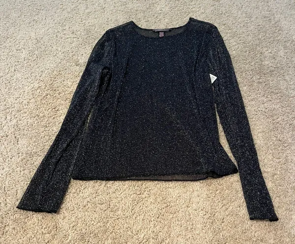 Victoria's Secret Black mesh sparkly long sleeve top never worn - Image 3