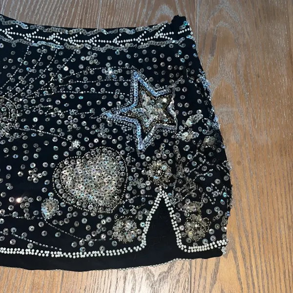 LoveShackFancy Lani Sequined Embellished Crepe Mini Skirt - Image 3