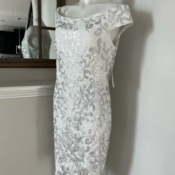 Eliza J. IVORY Off-the-Shoulder Dress Sequined Size 16, New w/Tag Retail $168 - Image 4
