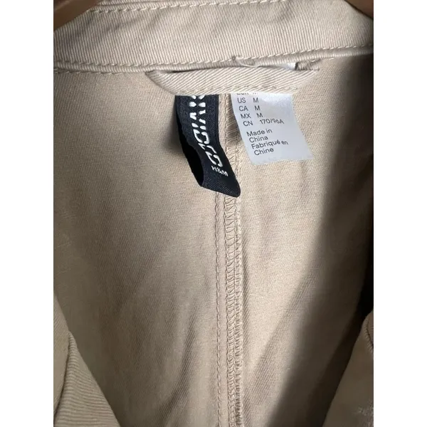 H&M Divided Womens Beige Cotton Twill Double Breasted Trench Coat Belted Size M‎ - Image 4