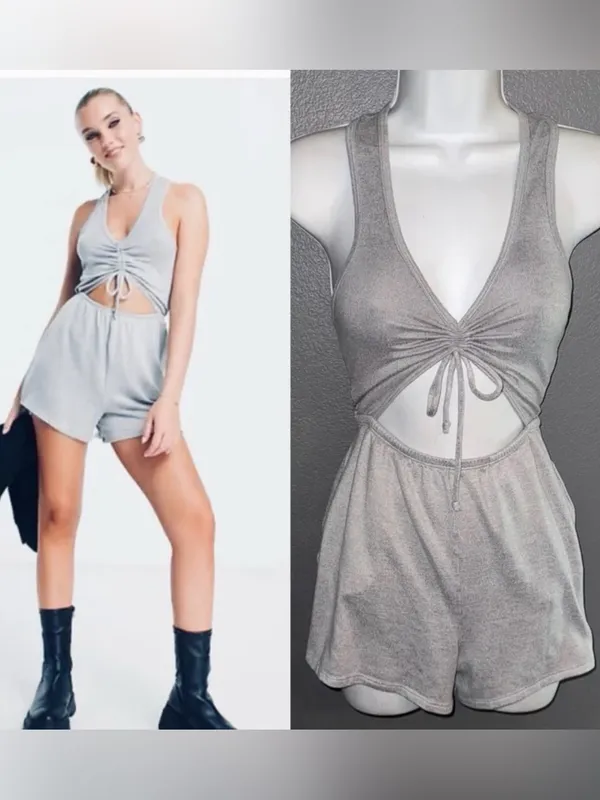 Gilly Hicks Vintage Grey Sexy Cut Out Romper Jumspuit Outfit Womens XS - Small - Image 2