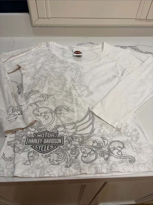Harley Davidson white long sleeve shirt - Image 2