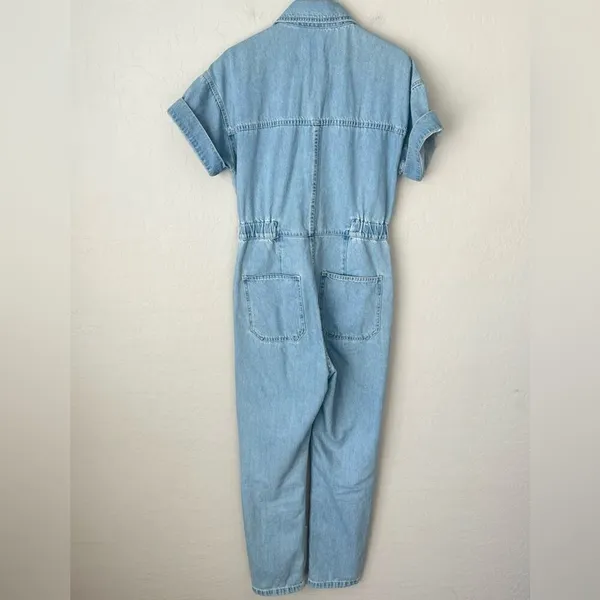 Free People we the free Marci coverall denim jumpsuit light wash small - Image 10